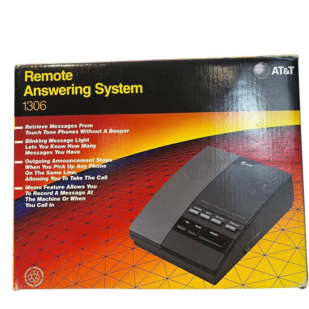 AT&T Vintage Remote Answering Machine Model 1306 NOS 1990 open box